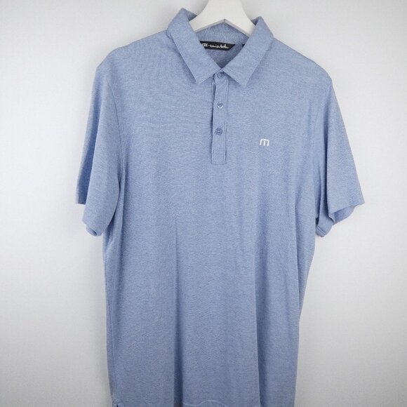 Travis Mathew Polo Golf Shirt Short Sleeve Mens Large Blue Pima Cotton Collared - Picture 1 of 15